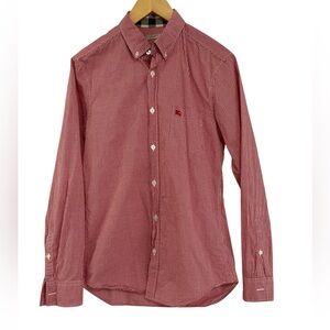 Burberry Brit Red White Check 100% Cotton Buttown Down Shirt